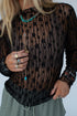 Sheer Floral Lace Long Sleeve Slim Fit Top